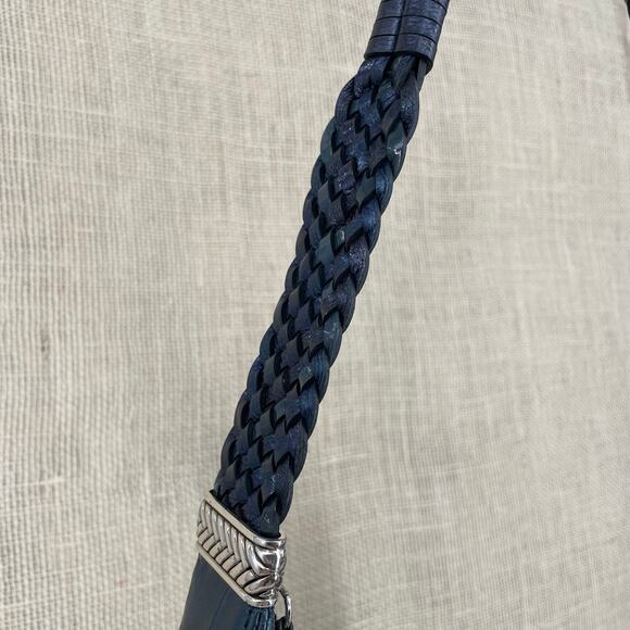 Brighton French Blue Crocodile Embossed Leather Purse, Barbados, Braided handle - Picture 8 of 10